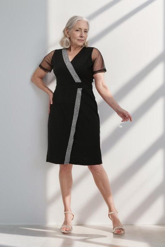 Black elegant spun panel dress