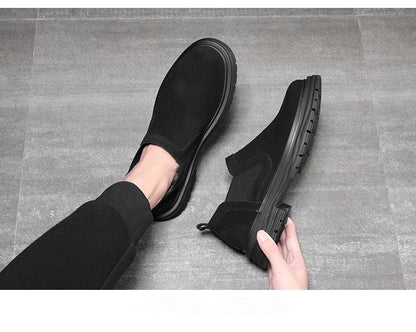 Black Leather Big Head Shoes