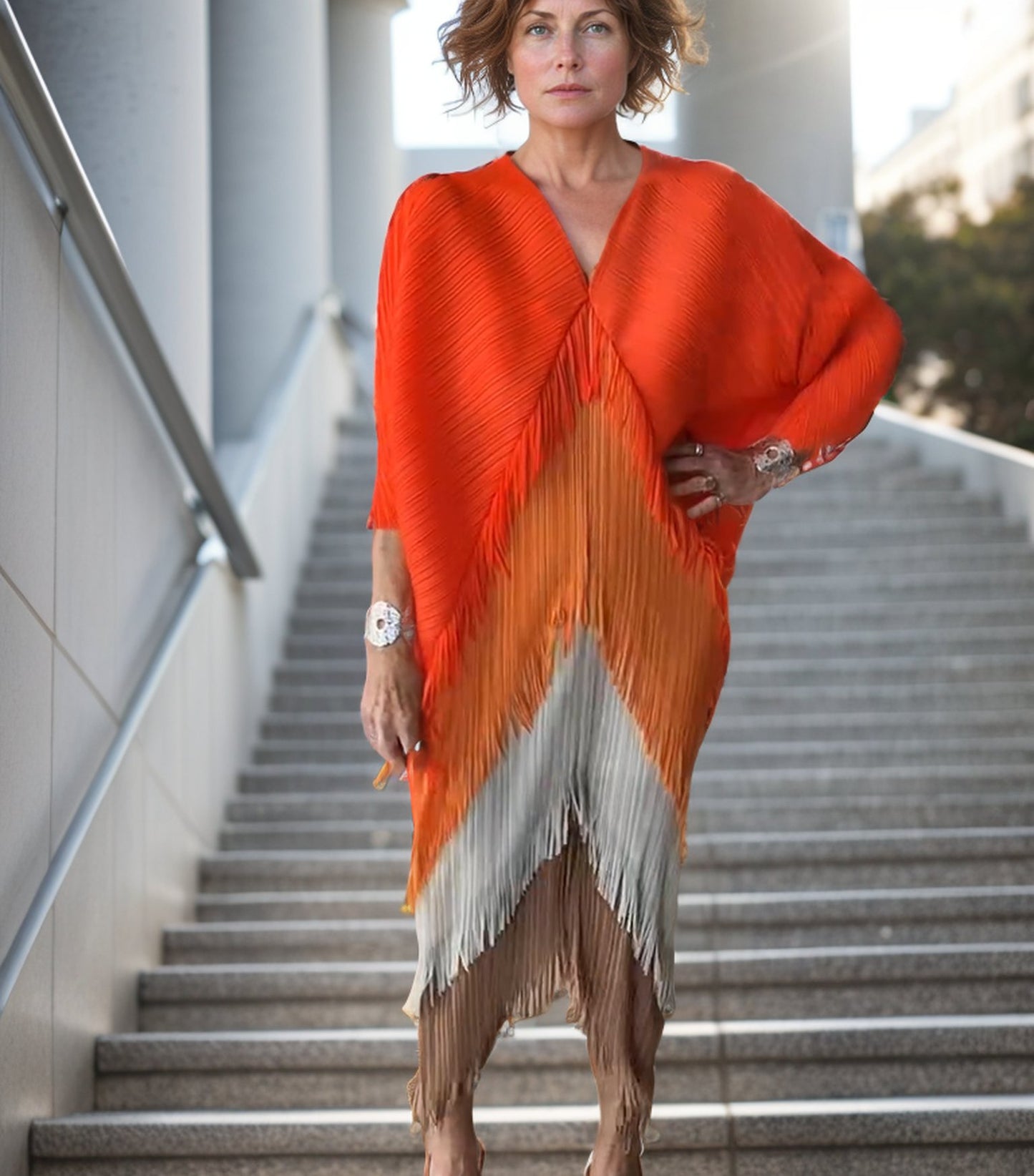 Fringed long skirt