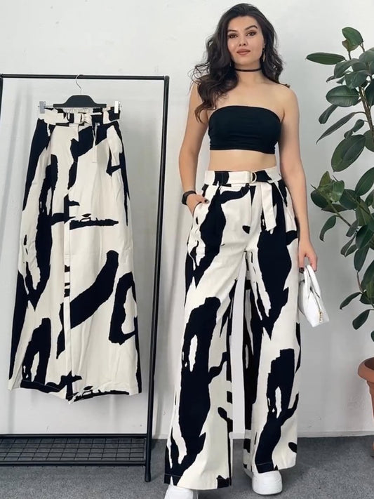 Women's printed wide leg pants