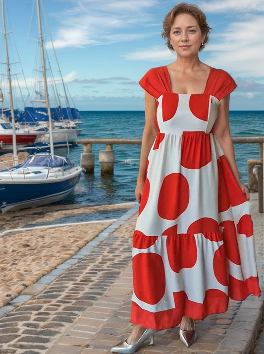 Sleeveless polka dot dress