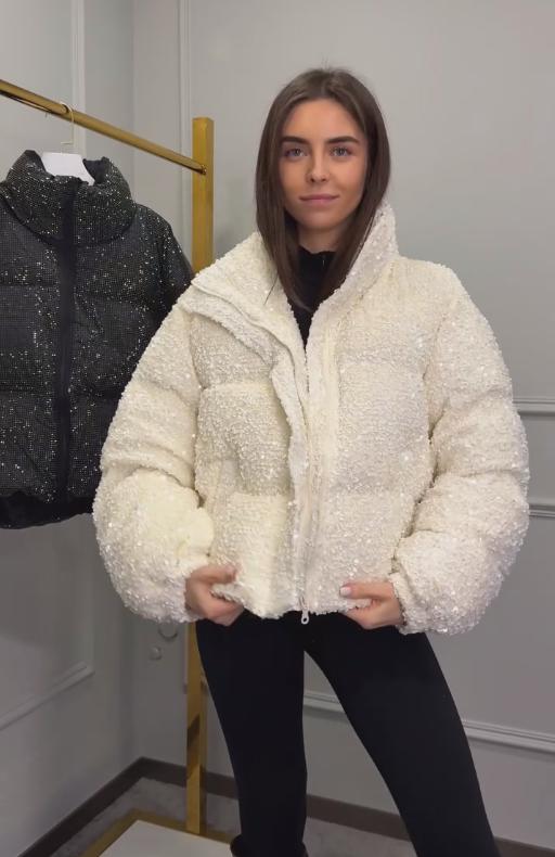 Sequined diamond white coat