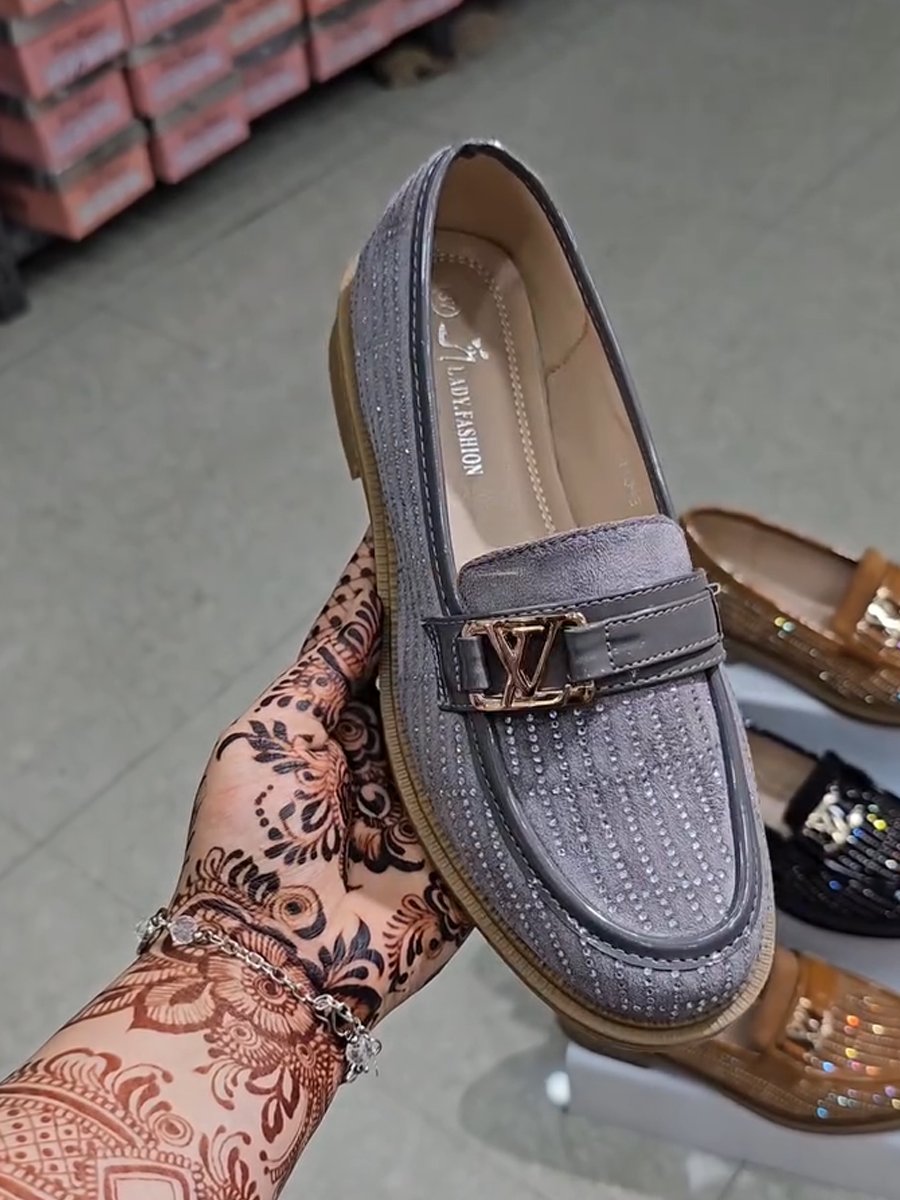 Diamond-encrusted women's loafers with arch support