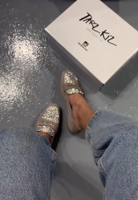 Sequined Khaki Espadrilles