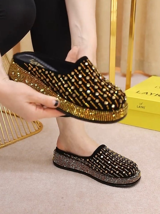 2024 Women's Fashion Thick-soled Diamond Slippers