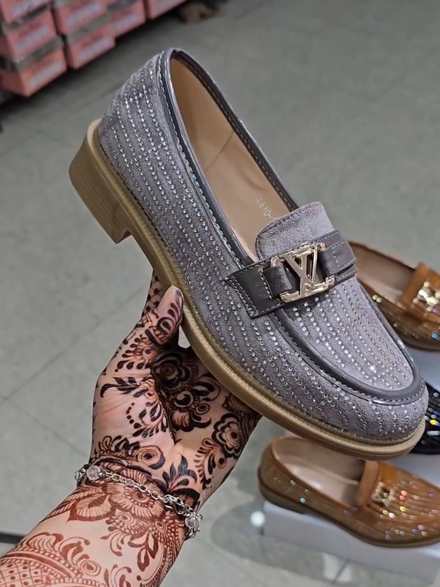 Diamond-encrusted women's loafers with arch support