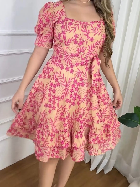 Pink embroidered dress